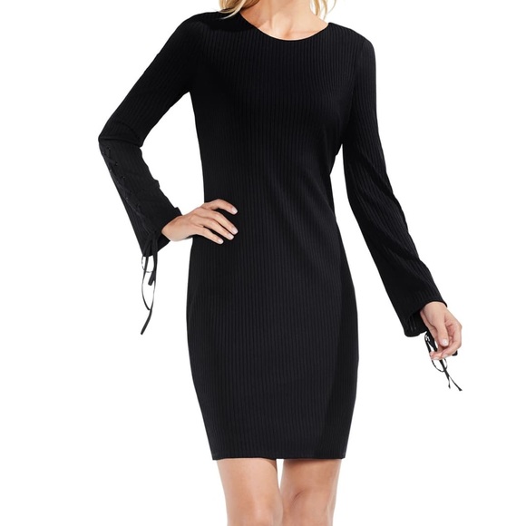 Vince Camuto Ribbed Dress with Lace-Up Sleeves - Picture 5 of 7